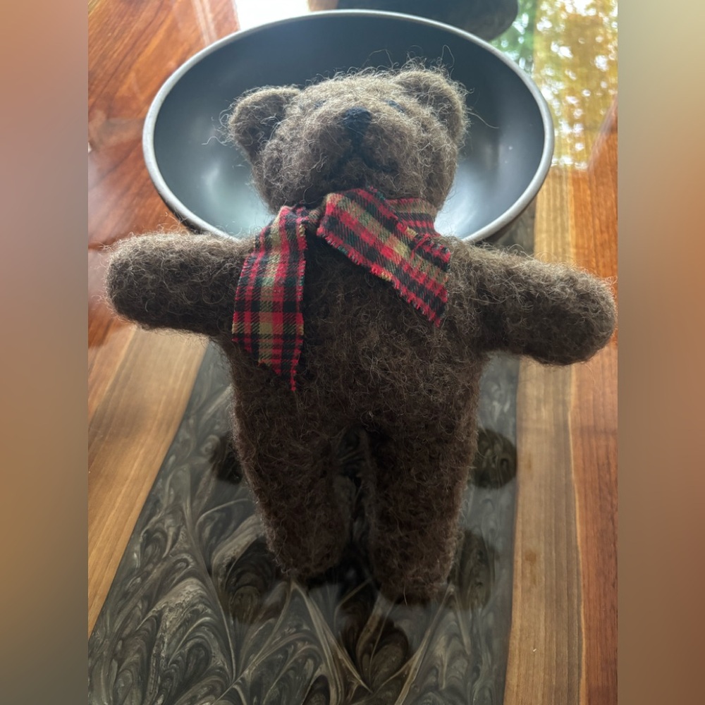 Handmade mohair bear approx 10 in tall